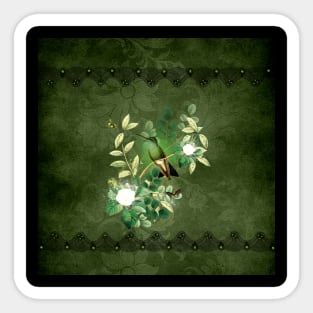 Wonderful flowers with hummingbird Sticker